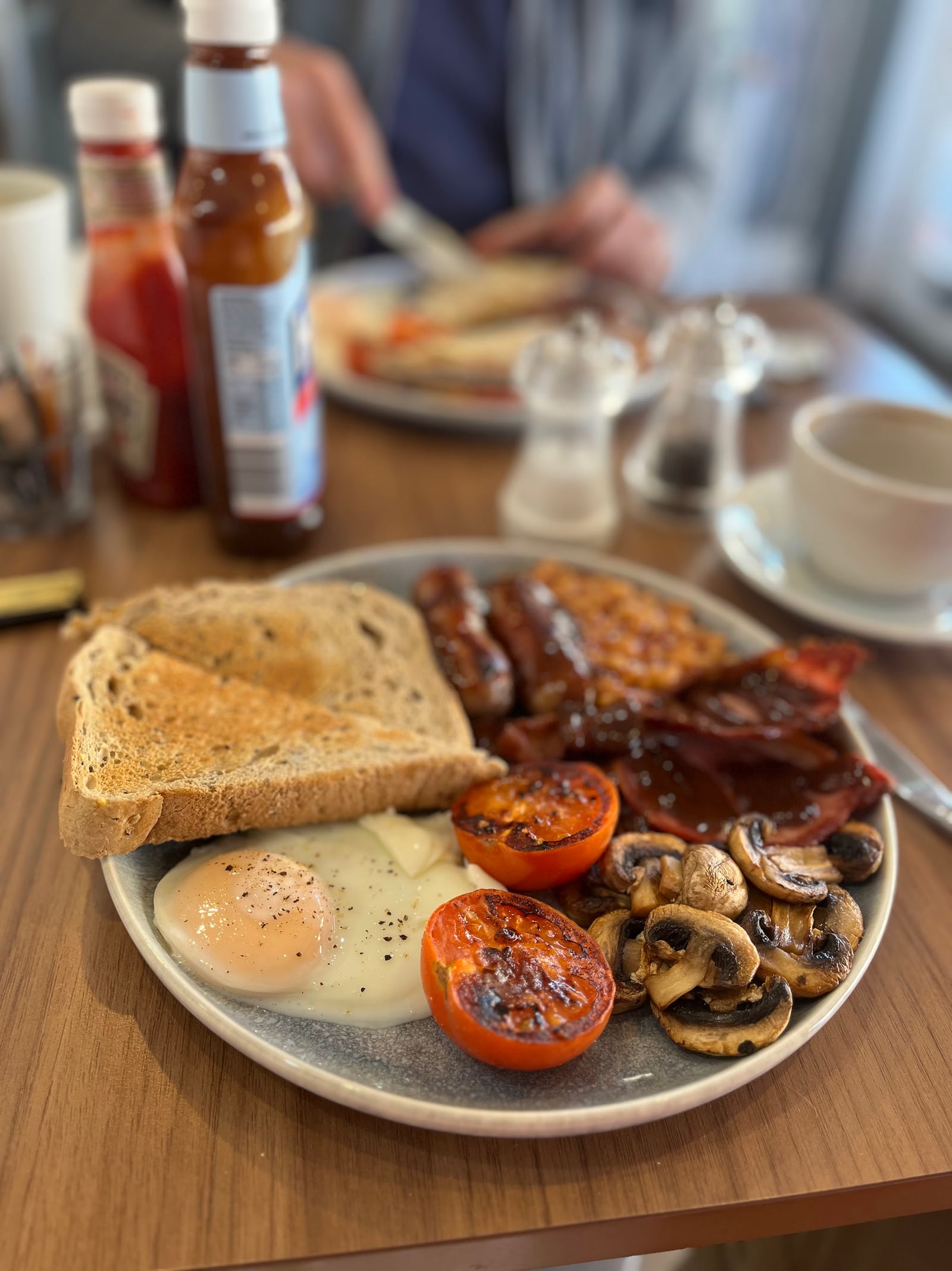 Full breakfast with toast and coffee at Cafe Dino